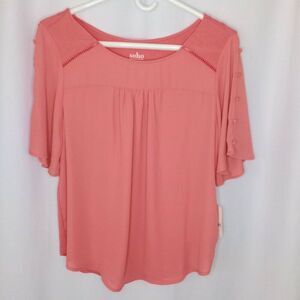 Soho NY&Co Jeans Short Slve Blouse Relaxed Fit Rayon Flowy Top NWT Womens Small